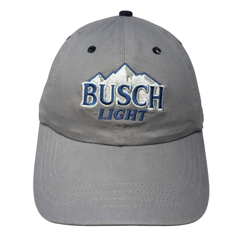 Busch Light Snapback Cap Gray One Size Adjustable Embroidered Vented Holes